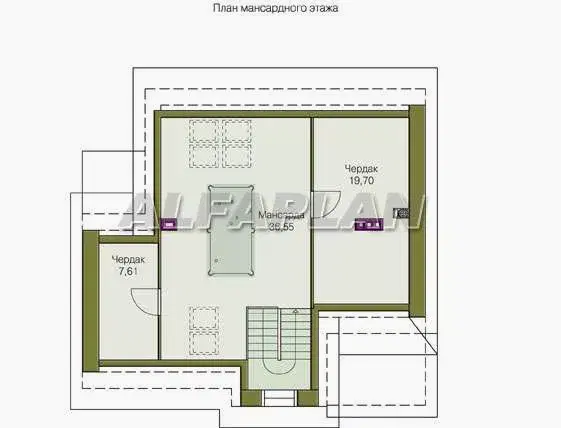 План мансардного этажа 95А План мансардного этажа 95А