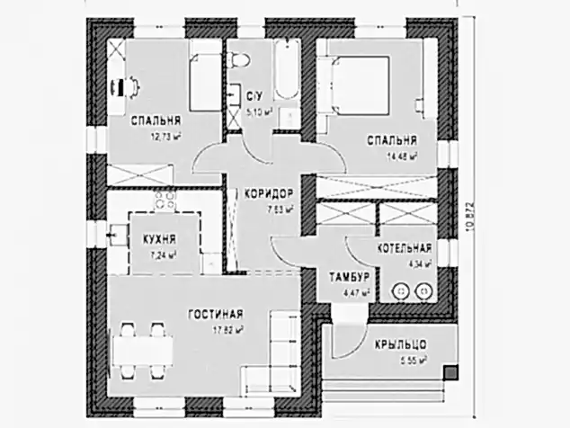 Проект дома - ТП - 80 Проект дома - ТП - 80